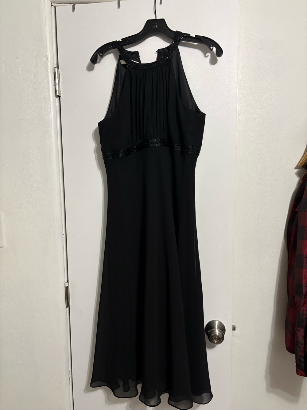 Evan Picone Black Beaded Halter Dress